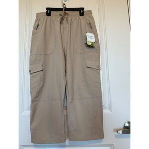 Libin Womens Capri Pants Adjustable Drawstring Elastic Waist Cargo Pockets Sz M